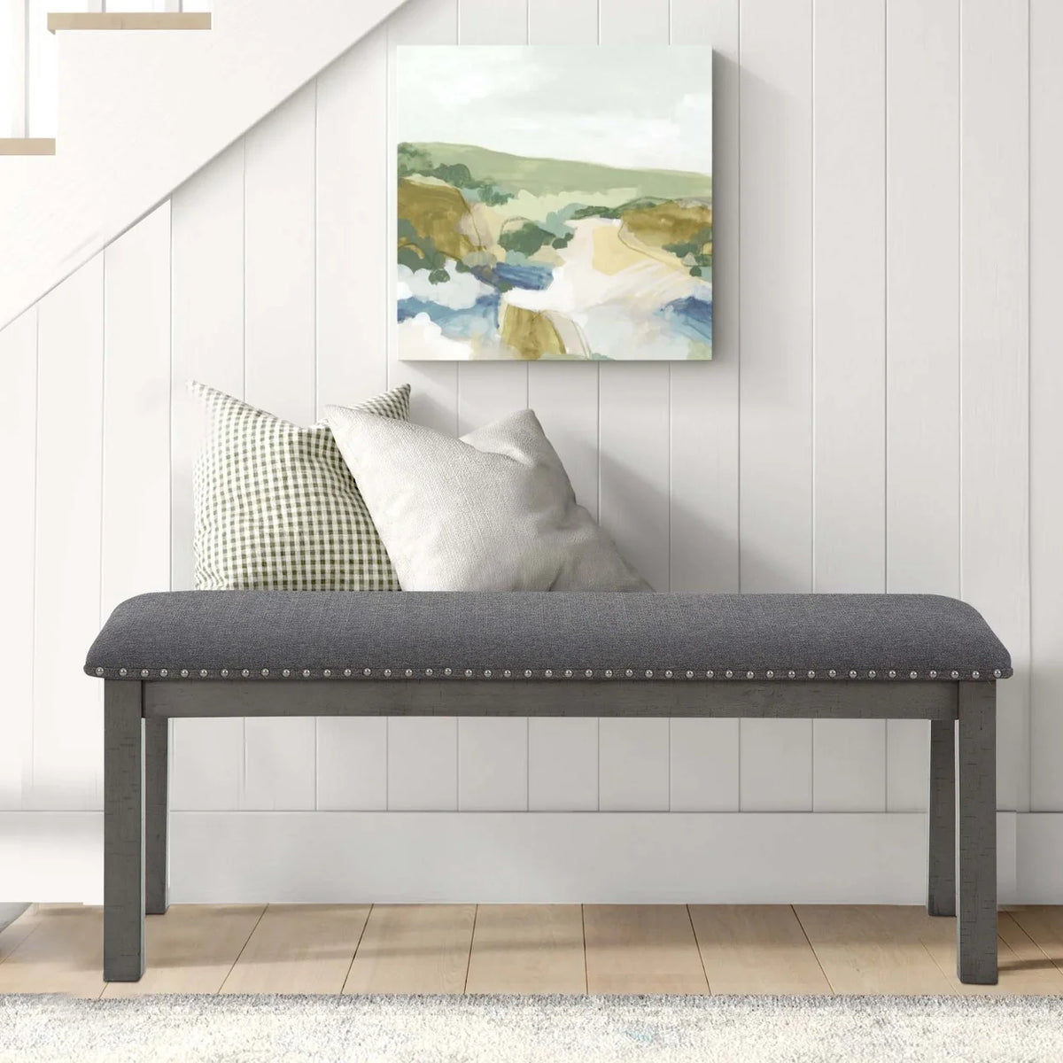 Antique Gray Wood Bench S174