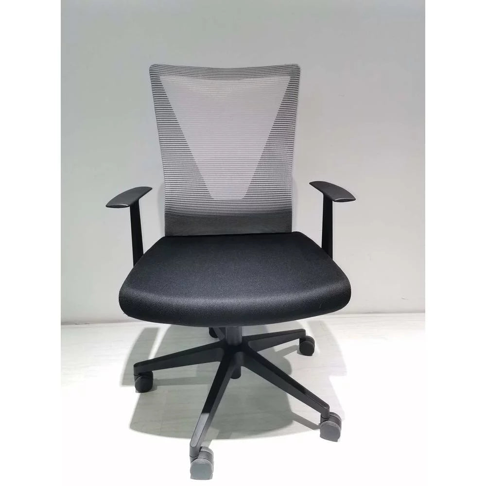 Black Office Chair with Nylon Base and Fixed Armrest T981959