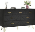 White 7 Drawer Dresser with Metal Handles N9021