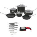 10-Piece Nonstick Hard-Anodized Cookware Set with 12-Piece Knife Set D647