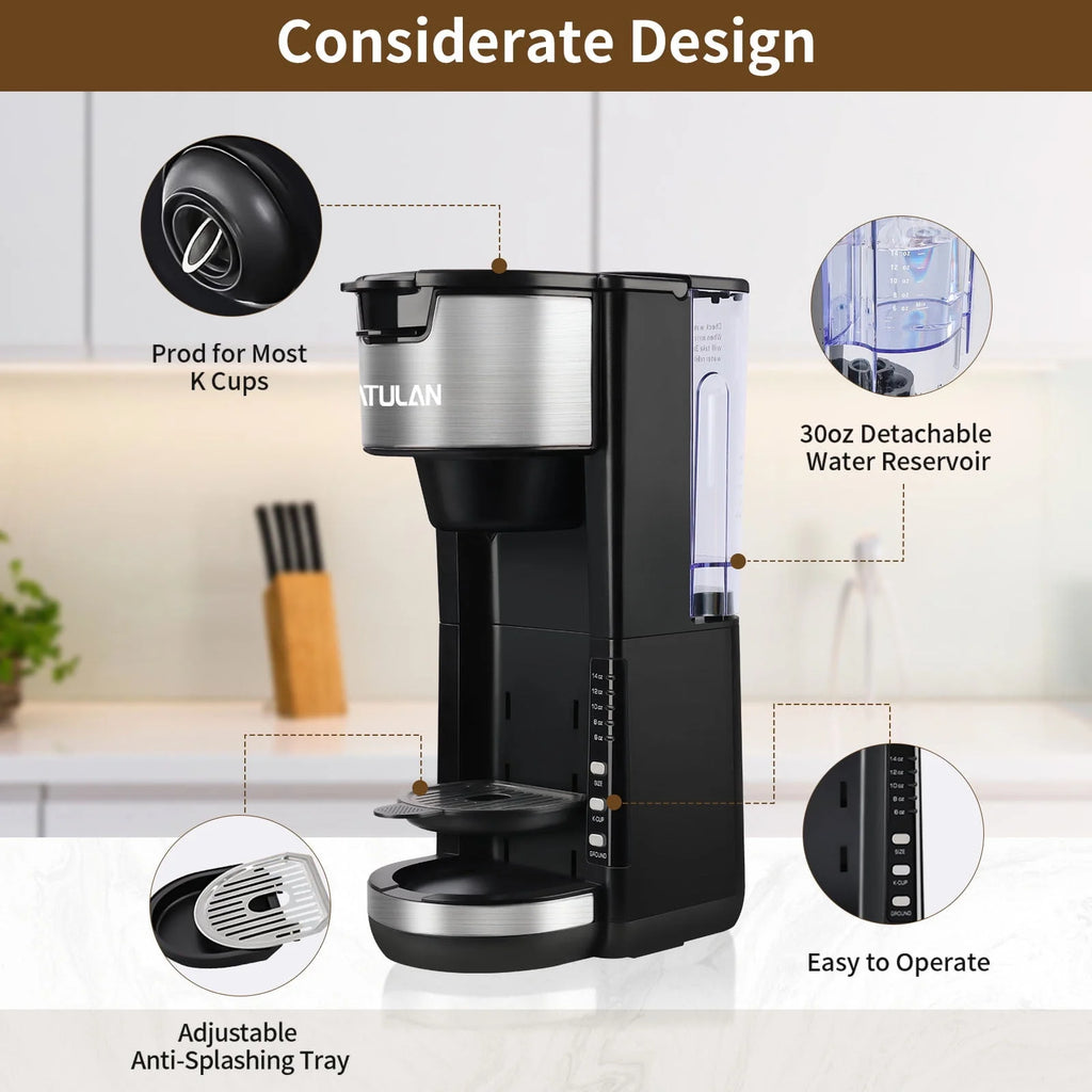 Black Single Serve Coffee Maker with 30 Oz Water Tank C122978