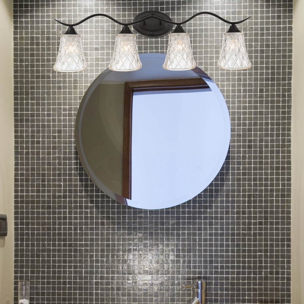 4 Lights Dimmable Matte Black Crystal Glass Vanity Light D932