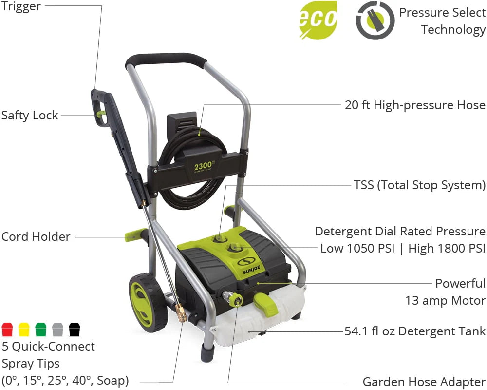 Electric Pressure Washer 13-Amp 2300-PSI 1.6-GPM G93107