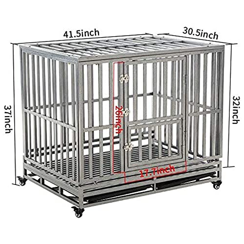 Heavy Duty Dog Cage Metal Kennel and Crate 42 inch Black B7954