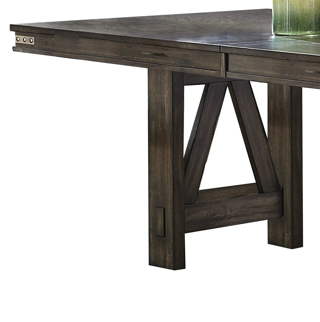 Brown 1pc Rubberwood Dining Table with Extension Leaf O98257