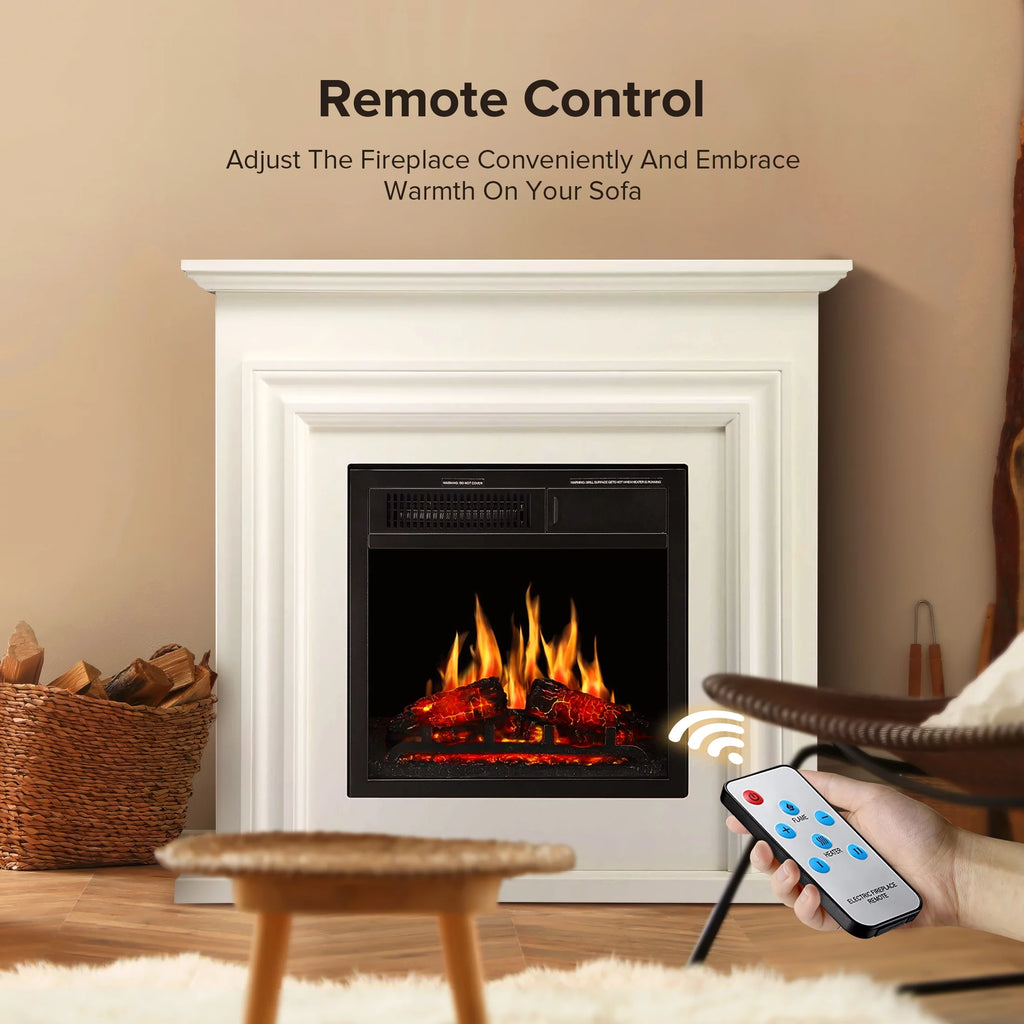 36" Freestanding Electric Fireplace with White Mantel V575637