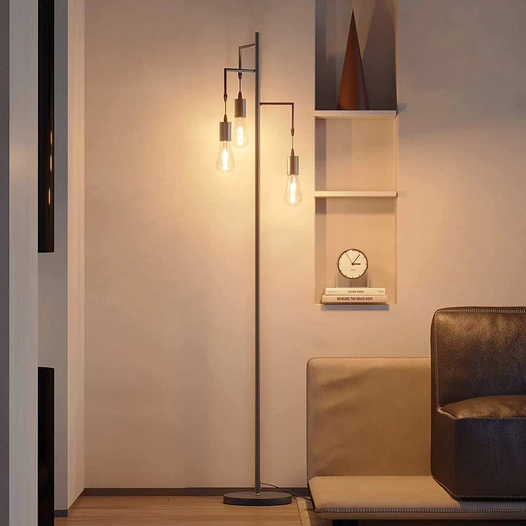 3 Light Black Floor Lamp D6842