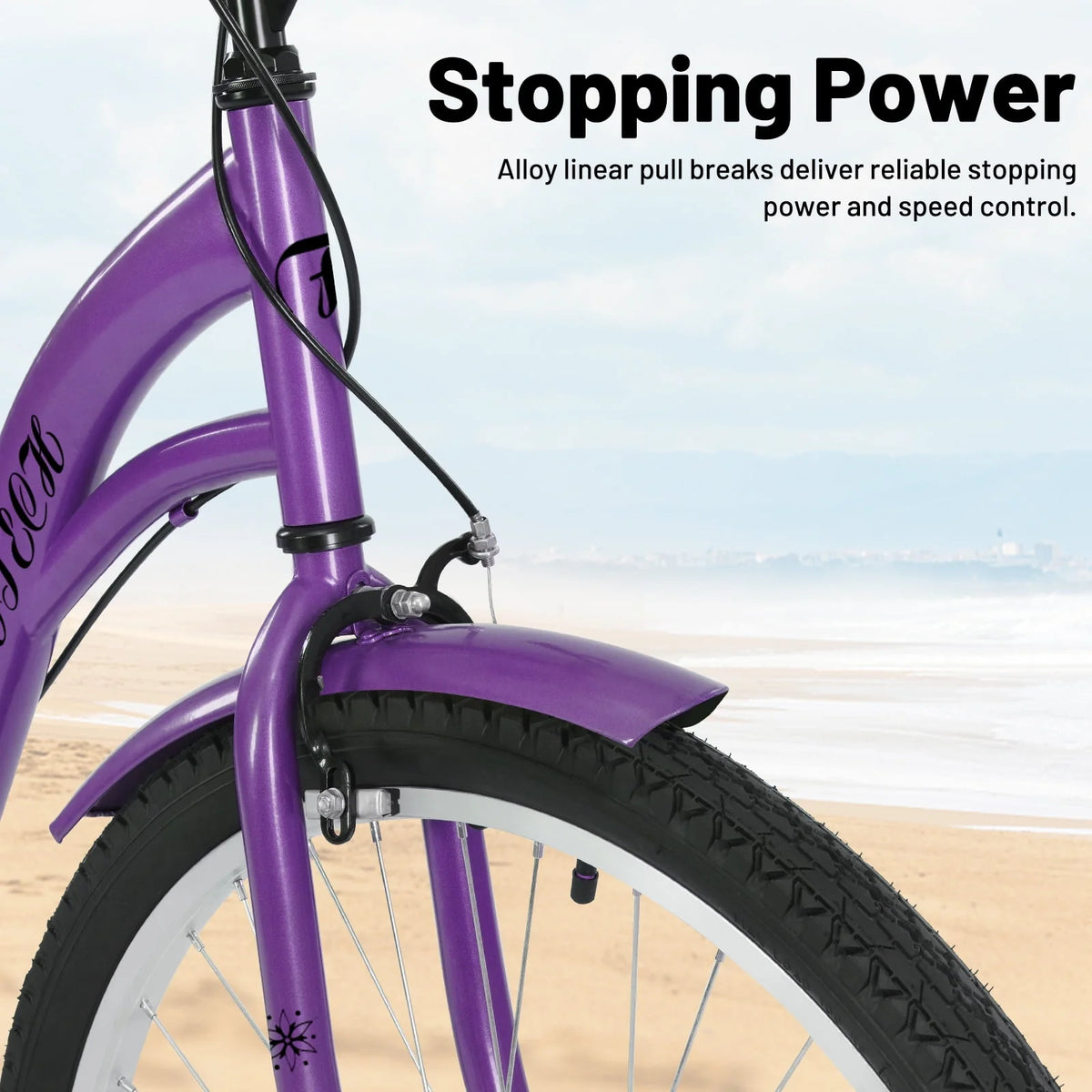 White 26 inch 7 Speed Foldable Cruiser Bike with Basket P1367