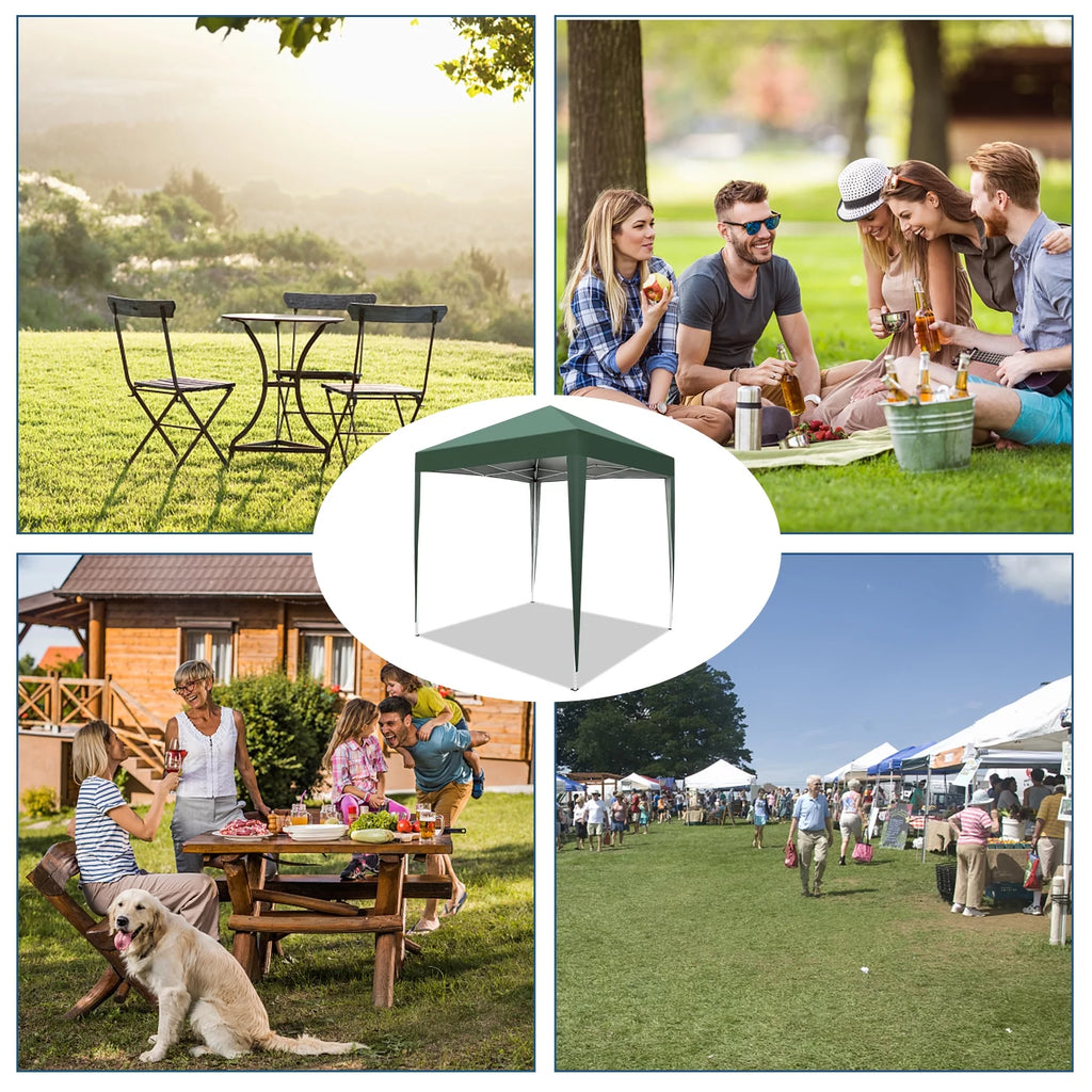6.5 x 6.5ft Pop Up Gazebo Canopy Tent with 4 Sidewalls Green T91216