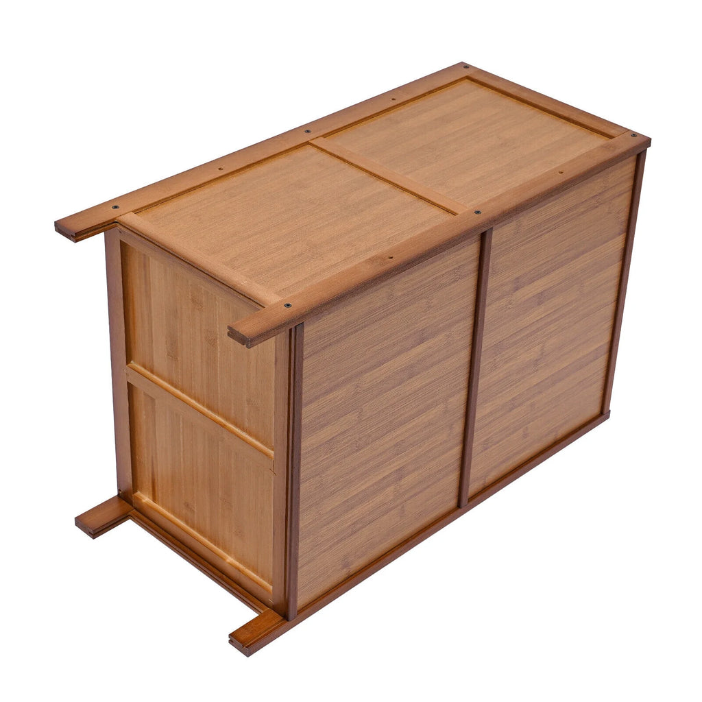 Dark Brown Rattan Nightstand with Door Drawer Y98130