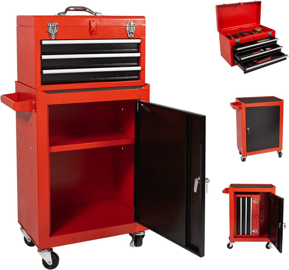 3 Drawer Rolling Steel Tool Box with Wheels S5338