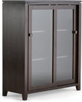 36 inch Wide Medium Storage Cabinet with 2 Sliding Tempered Glass Doors O545904