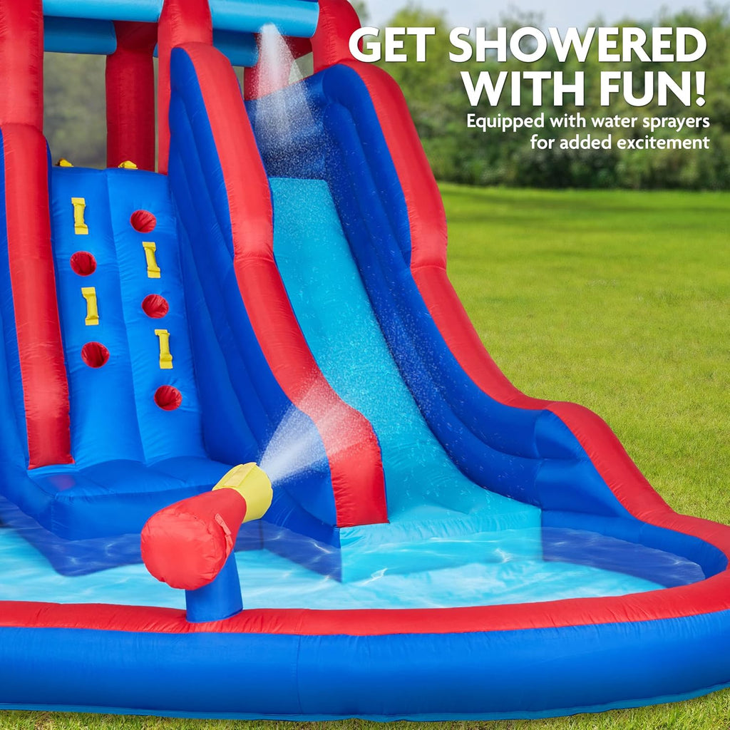 Inflatable Water Slide Park with 2 Slides & Splash Pool Q489625