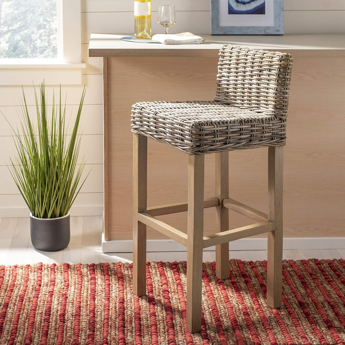 Cappuccino Wicker Bar Stool R286