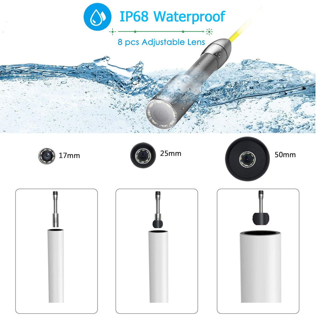 9 Inch LCD Sewer Camera 1000 TVL CCD 50M Snake Cable IP68 Waterproof Borescope Inspection Camera X434
