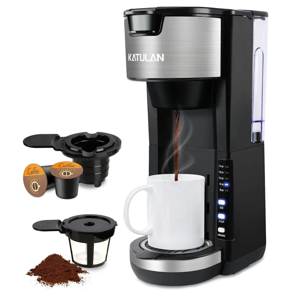Black Single Serve Coffee Maker with 30 Oz Water Tank C122978