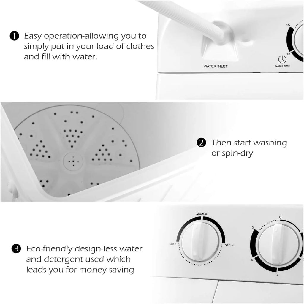 Portable Mini Compact Twin Tub Washing Machine 20lbs Blue White G741