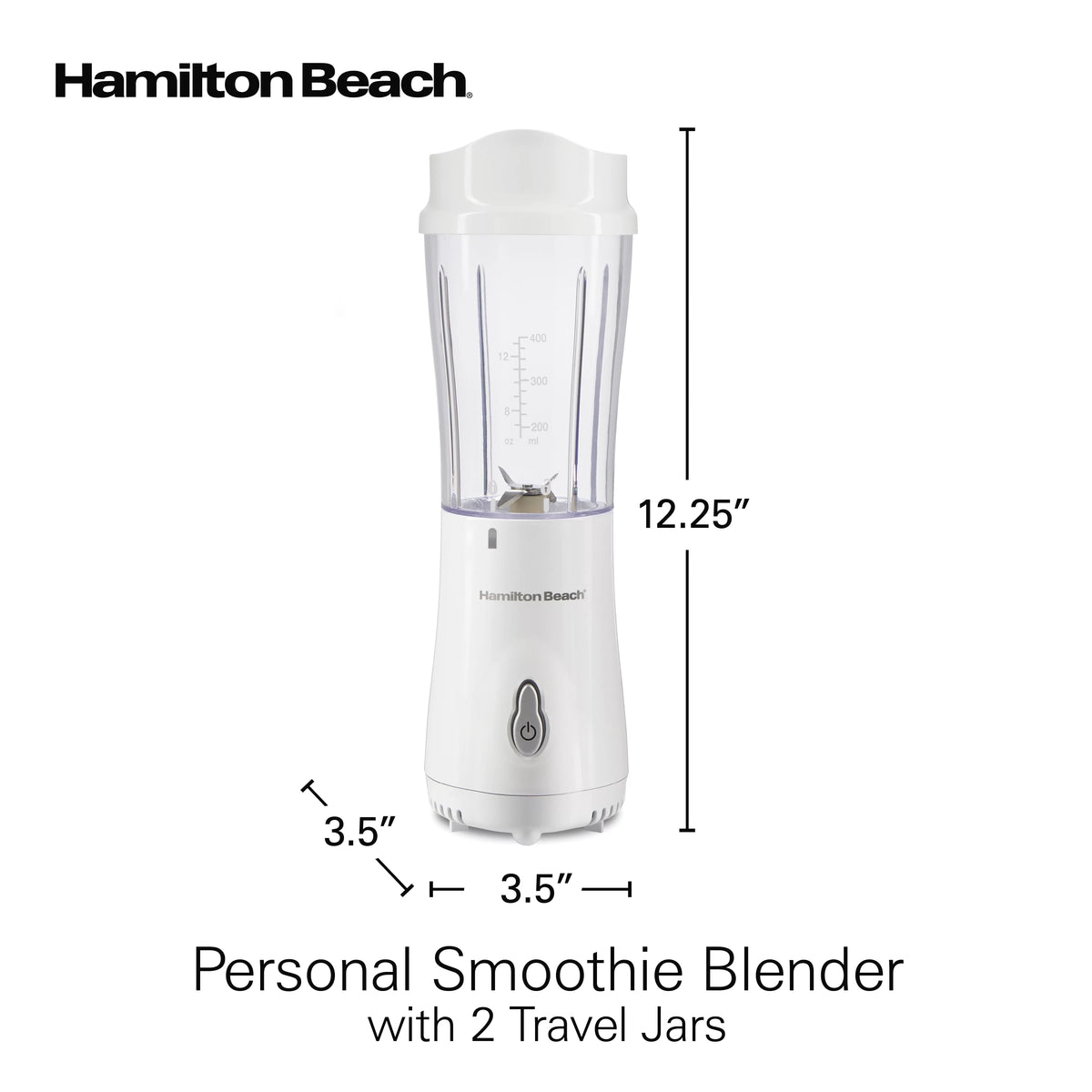 White Smoothie Blender with 2 Travel Jars and 2 Lids B614845