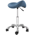 Blue Adjustable Hydraulic Saddle Stool with Swivel Wheels F3556