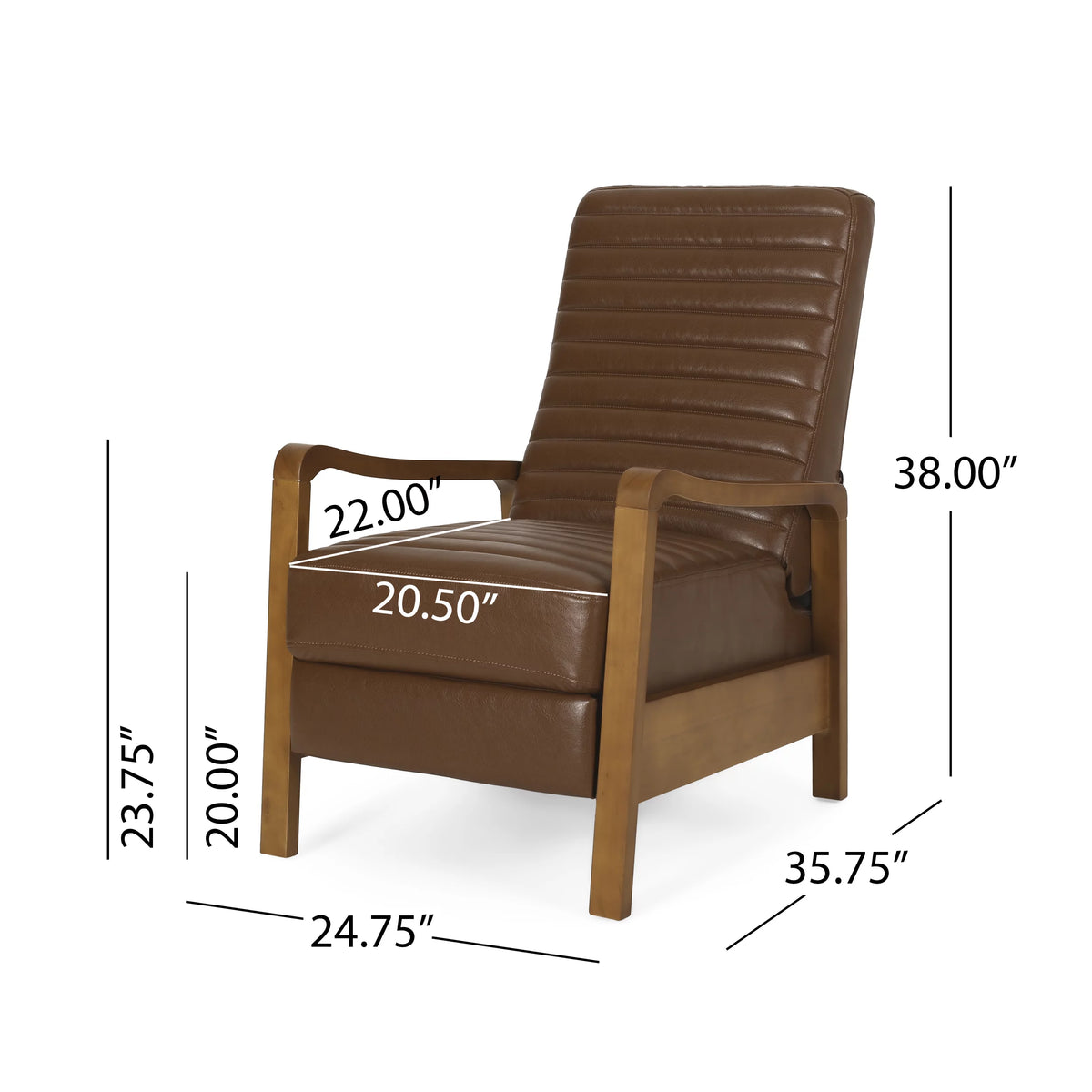 Cognac Brown Faux Leather Recliner G45278