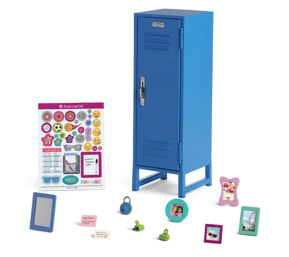 Blue School Locker Set for 18 inch Dolls L51868