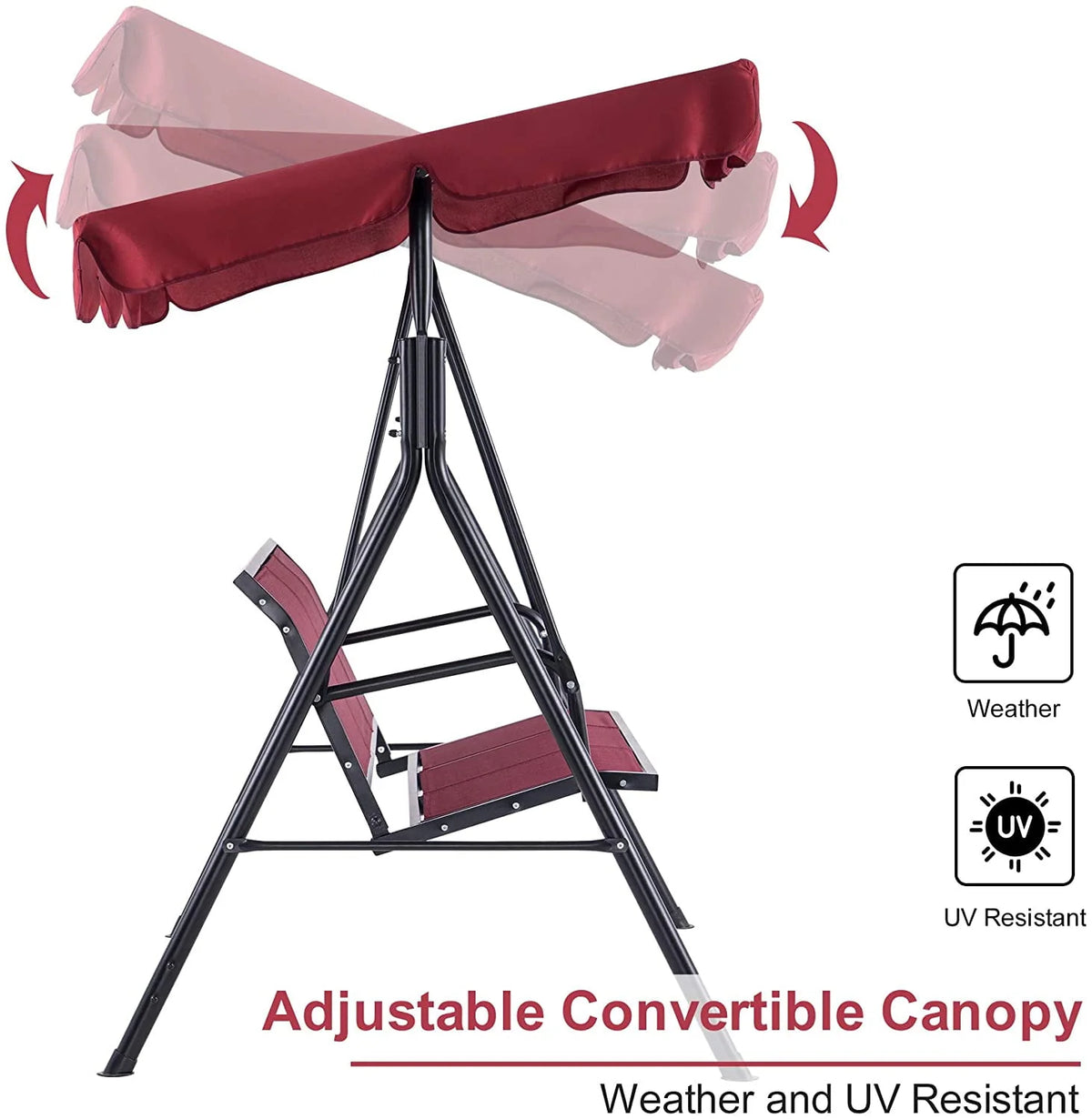 Dark Grey 3-Person Canopy Swing Chair M425861
