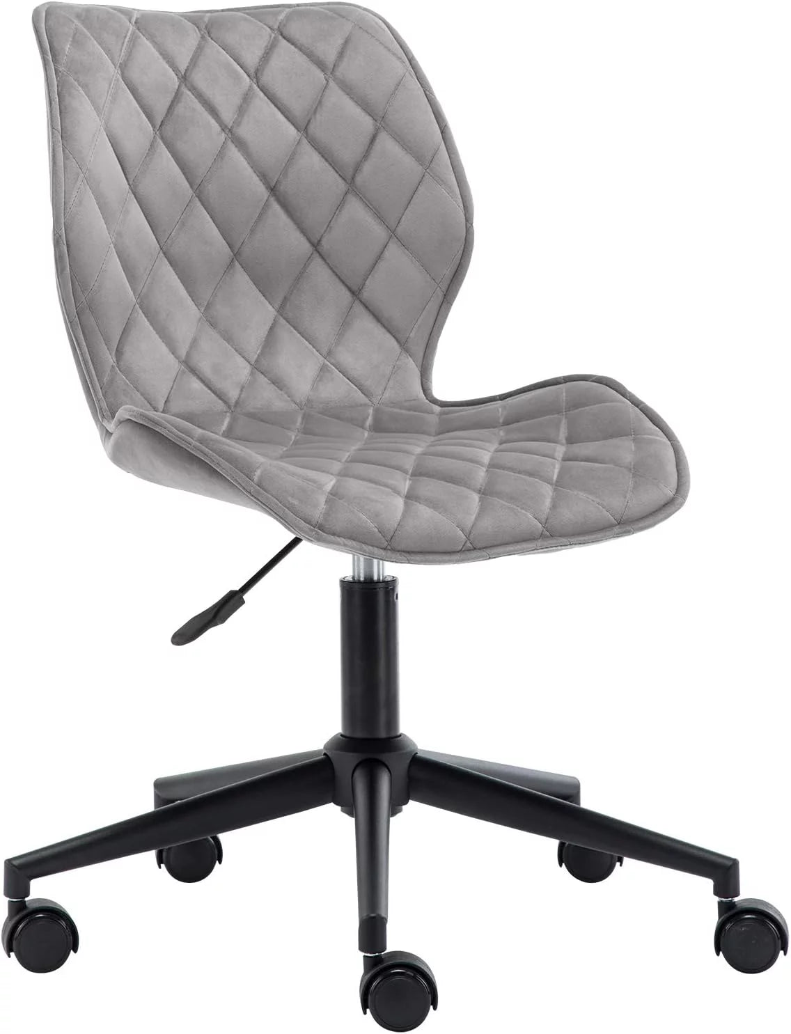 Grey Velvet Armless Computer Desk Chair A607