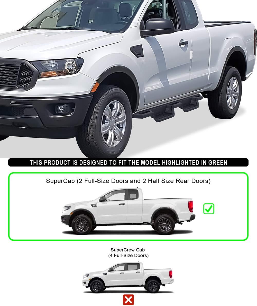 Running Boards Rocker Slider for Ford Ranger Super Cab 2-Door K202