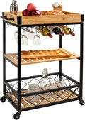 Bamboo Kitchen Island Cart with Mesh Shelves S61330