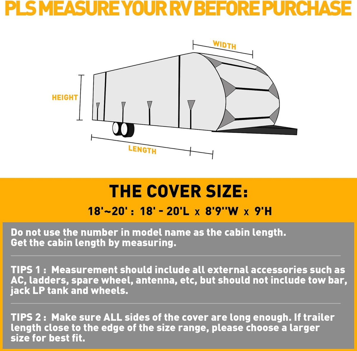 300D Anti-Tear Waterproof Windproof Anti-UV RV Trailer Cover B268155