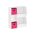 Kids' Floor Cabinet Set with 2 Bins White Hot Pink J161442