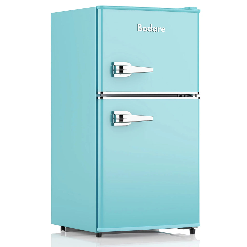 3.2 Cu.Ft 2 Doors Mini Fridge with Freezer, Blue A869