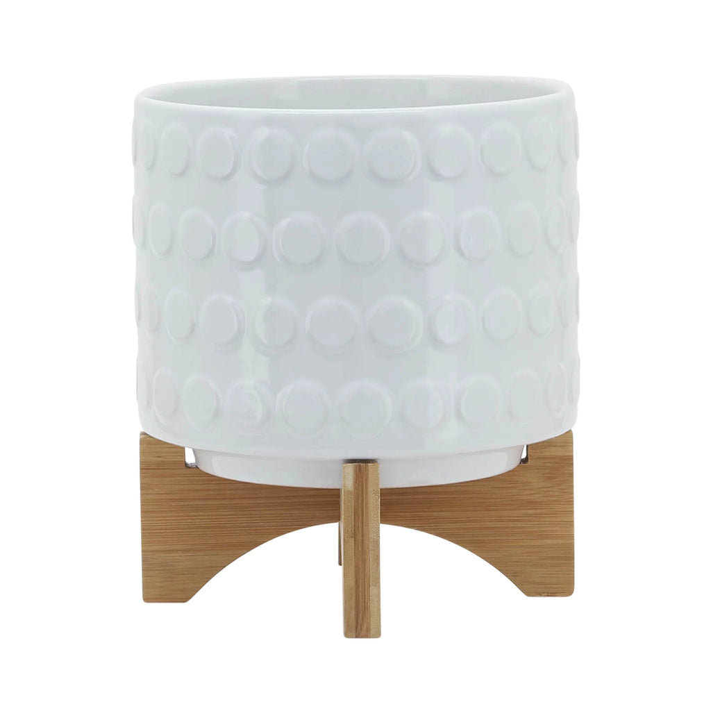 White Ceramic Round Planter L6411