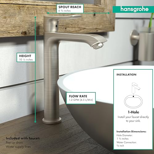 Brushed Nickel 1-Hole Bathroom Sink Faucet L4200