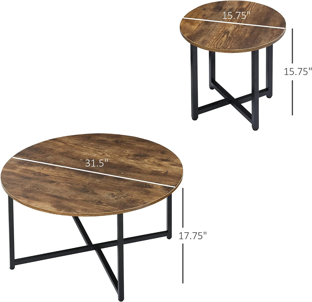 Set of 2 Round Coffee Table with Metal Frame L67673