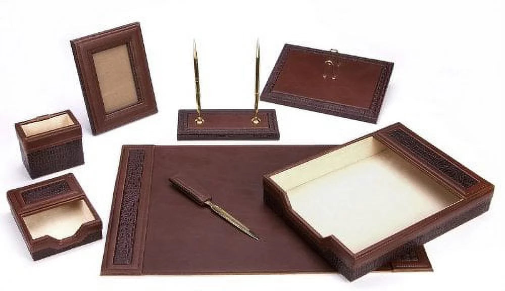 Brown 8-piece Leather Desk Set N435062
