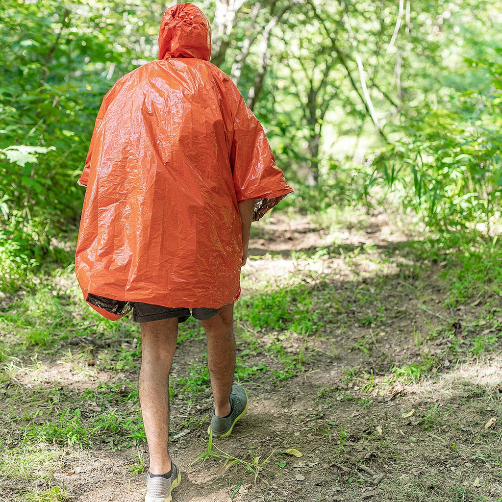 Emergency Poncho 4-Pack Mylar Reversible Thermal Raincoat Blanket T217