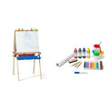 Wooden Double-Sided Art Easel with Dry-Erase Board, Chalkboard & Paper Roller Z407291