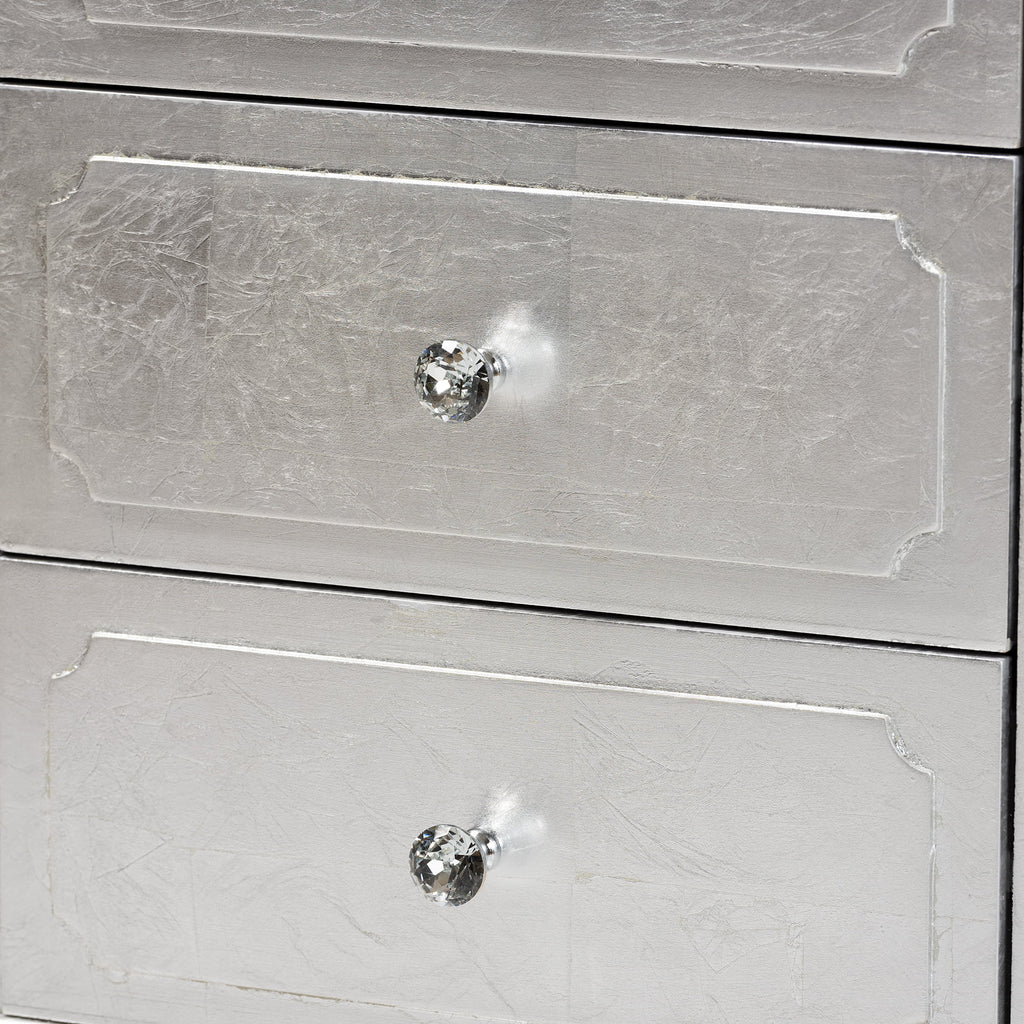Silver Finished Wood 3-Drawer End Table O60516