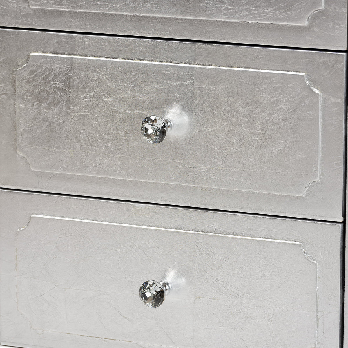 Silver Finished Wood 3-Drawer End Table O60516