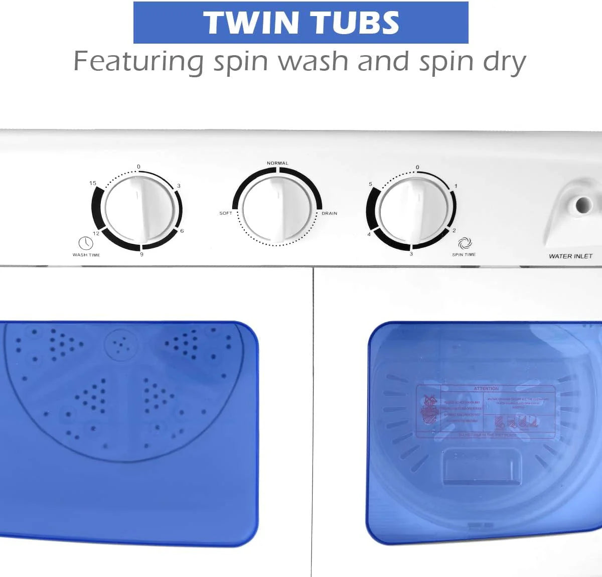 Portable Mini Compact Twin Tub Washing Machine 20lbs Blue White G741
