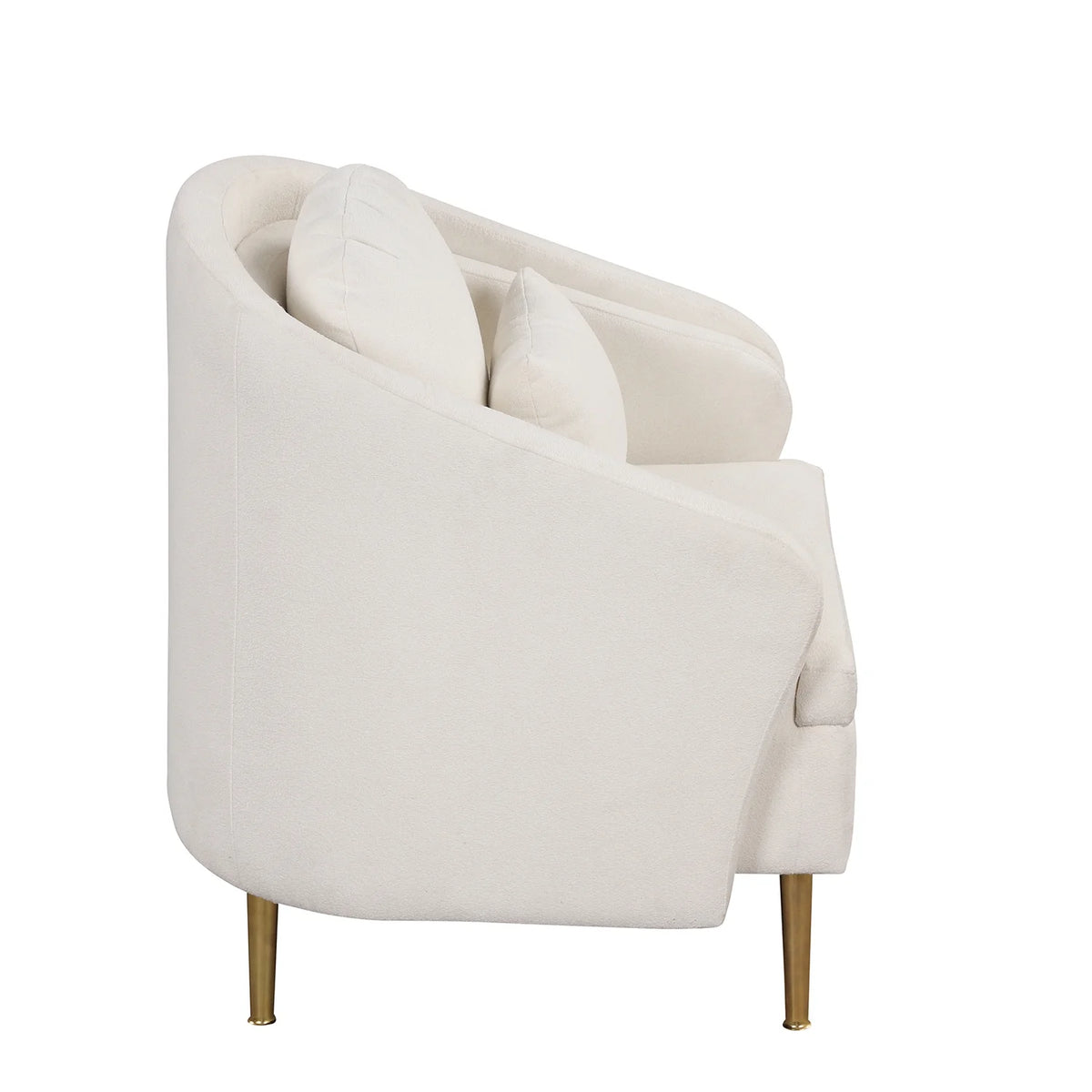 White Velvet Barrel Accent Chair with Pillow R655573