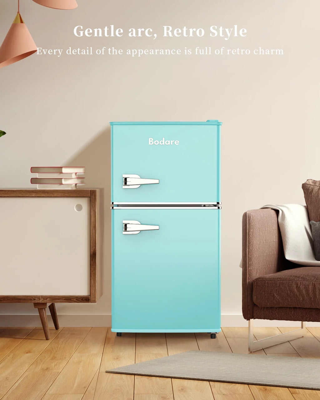 3.2 Cu.Ft 2 Doors Mini Fridge with Freezer, Blue A869