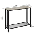 Gray Console Table with Glass Shelf and Metal Frame F373218