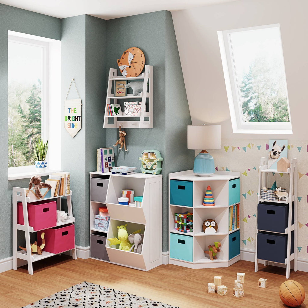 Kids' Floor Cabinet Set with 2 Bins White Hot Pink J161442