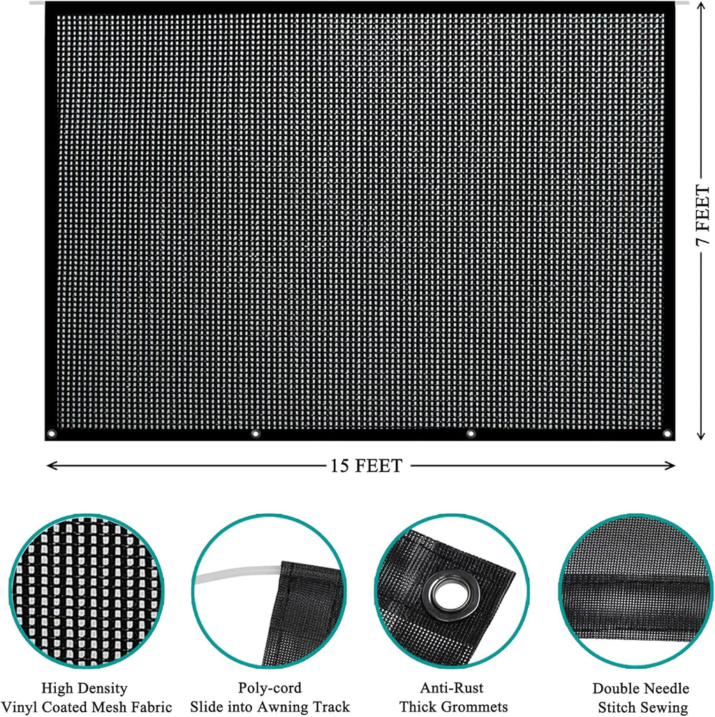 7' X 15' Black Mesh Awning Sun Shade Screen X470