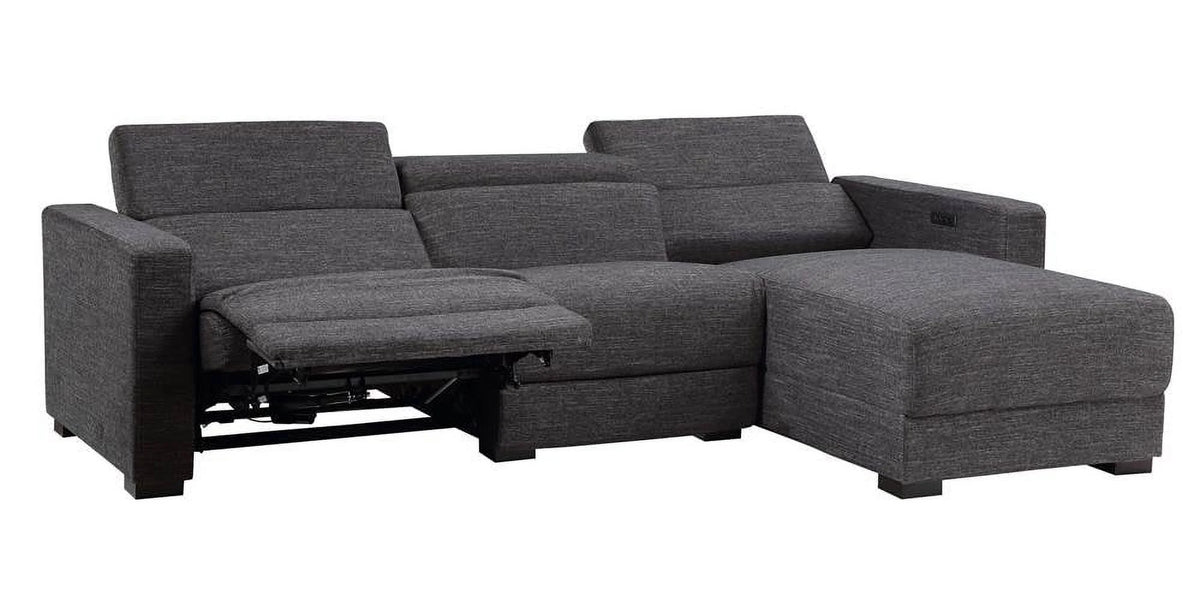 Dark Gray Polyester Fabric Power Reclining Sectional C242364