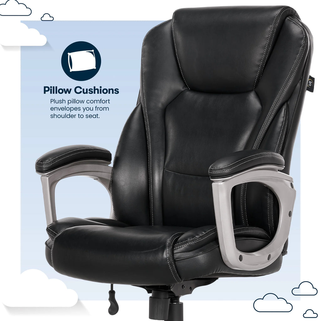 Black Bonded Leather Office Chair with Memory Foam Y980