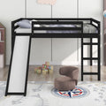 Solid Wood Full Size Low Loft Bed with Slide Y2977