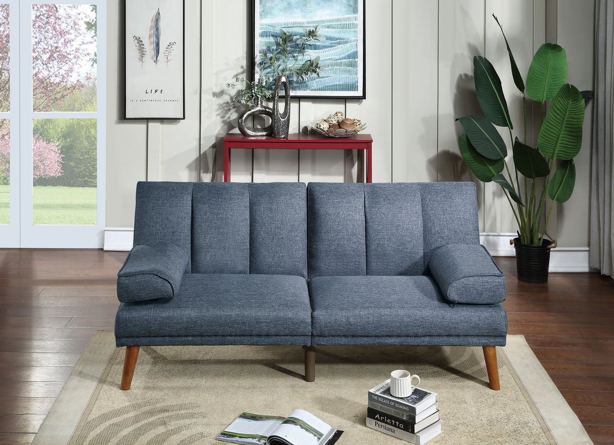 Navy Polyfiber Sectional Sofa with Chaise Y96837